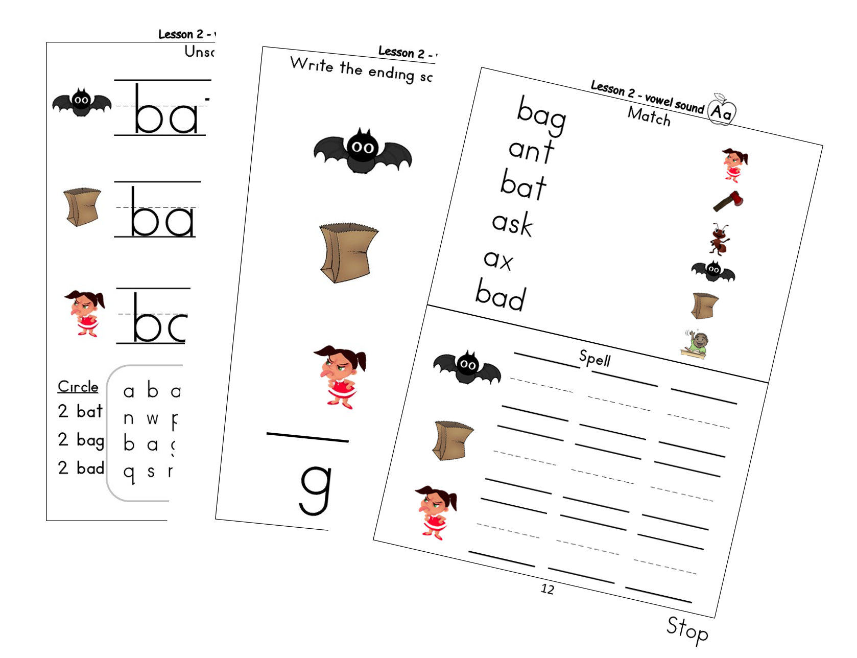 Workbook #1 Short vowel sound "a" - Downloadable PDF