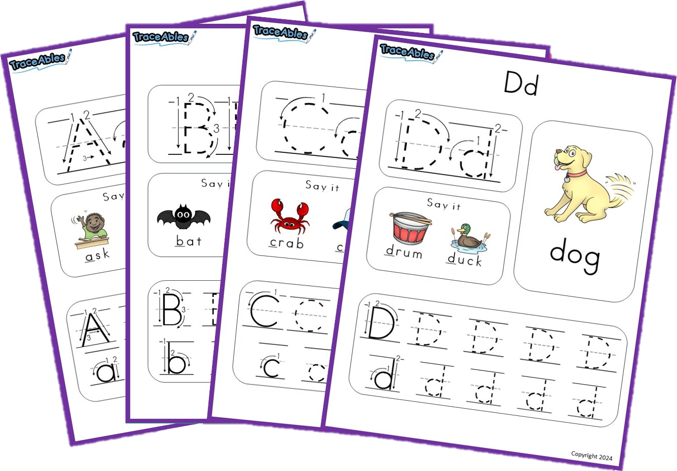Learn the Alphabet - PDF worksheets